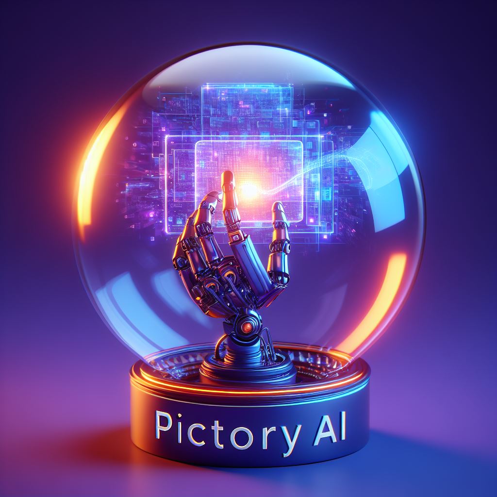 A mesmerizing glass ball showcasing the captivating essence of Pictory. Keep an eye on the word "picturery AI" encapsulated within, capturing a visual symphony.